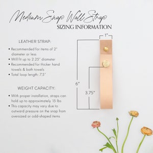 Guide with sizing information recommending the diameter of items that will fit with the Medium Snap Strap.