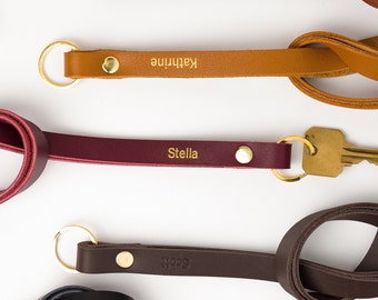 Personalized leather lanyard, personalized lanyard, leather lanyard, leather neck strap, ID badge holder, ID holder, mens gift, key chain