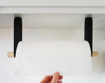 Dispensador de toallas de papel debajo del gabinete, limpie la decoración mínima de la casa de campo, use ganchos en forma de S para sostener toallas, tazas de café y guardarlas fuera de la encimera.