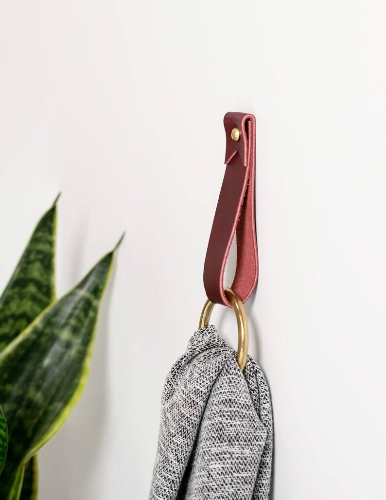 Leather wall hanging strap wall hook hanging storage home Etsy