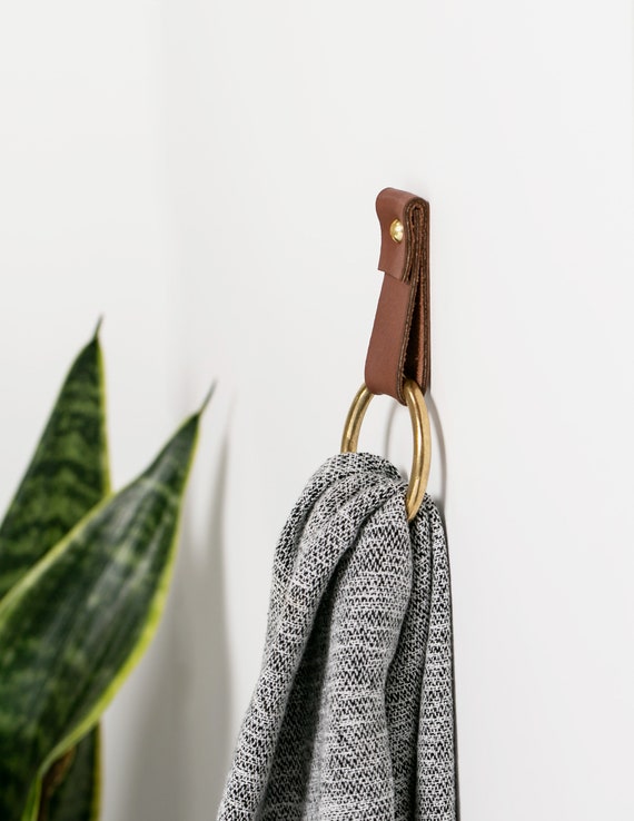 Small Leather Strap With Brass Towel Ring Minimalist Hanger for Bath Towel Holder Leather Wall Hook Strap Towel Hook Nordic Bathroom Decor Etsy New Zealand
