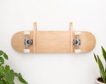 Leather Skateboard Wall Mount Straps, Horizontal Skateboard Storage & Display