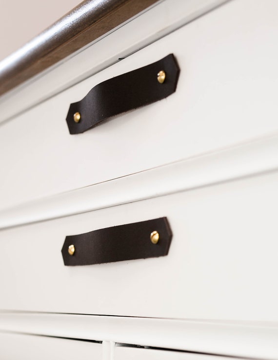 Leather Minimalist Drawer Handles Modern Cupboard Handles Mid