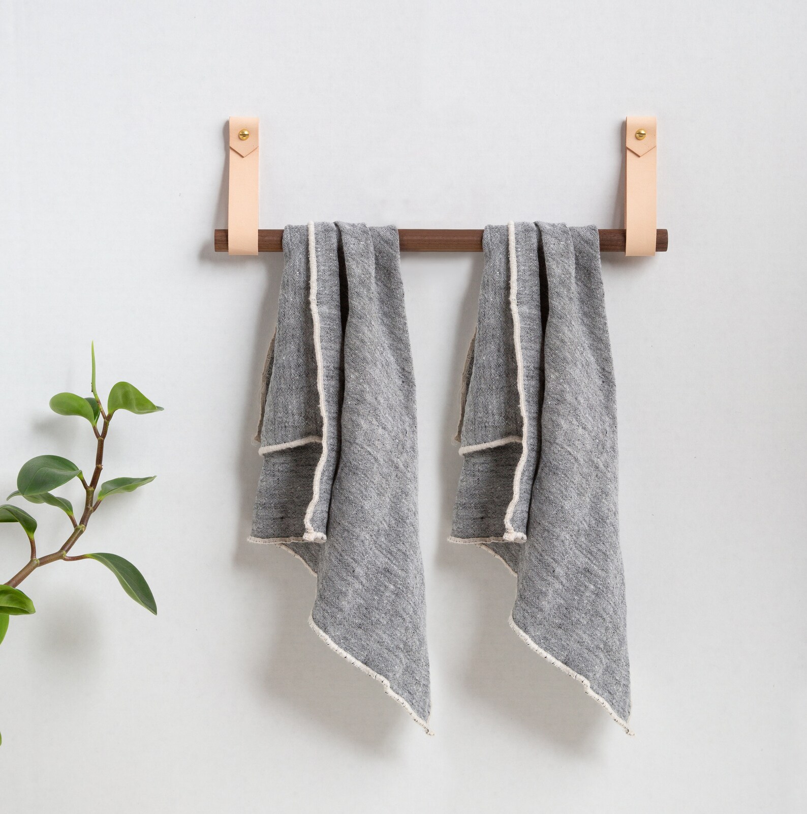 Leather Hanging Towel Holder Kit brass hand towel rail for Etsy