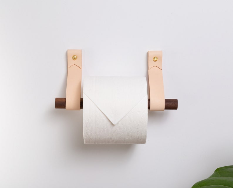 Leather Toilet Paper Holder Kit With Wood Dowel Walnut or Etsy UK