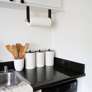 A Paper Towel Holder installed under a cabinet in a kitchen.