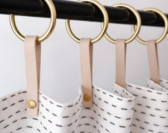 Leather & Brass Bathroom shower curtain hangers extends shower curtain length [12pk]
