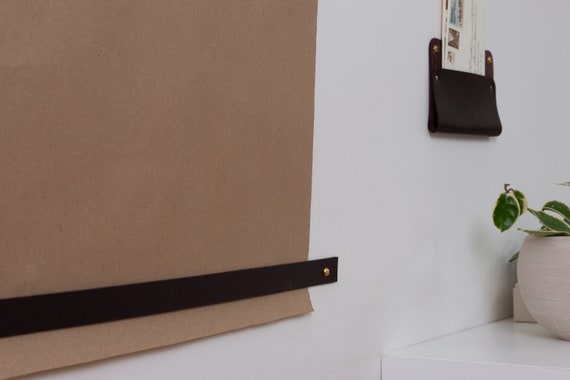 Butcher Paper Roll Dispenser Leather & Wood Kraft Paper Holder