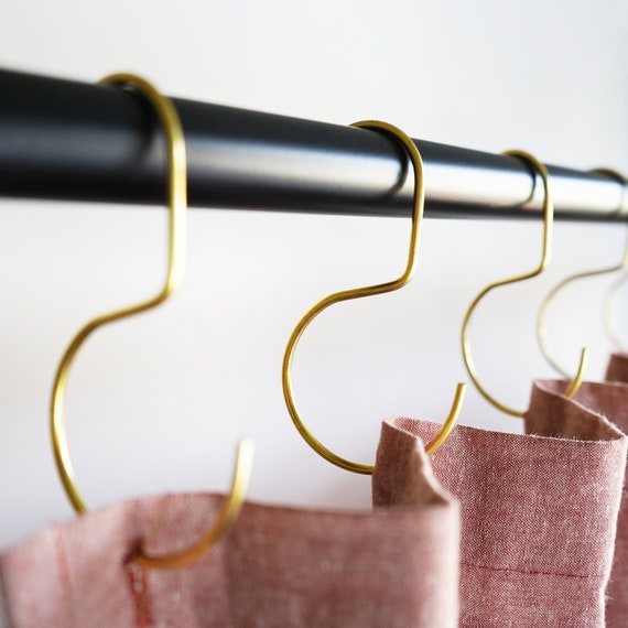 Minimalistic Shower Curtain Hooks, Stainless Steel, Brass, Black Meatal, S  Hook, Curtain Rings, Jean Hook, Purse, Bag, Closest Hanger 12pk 