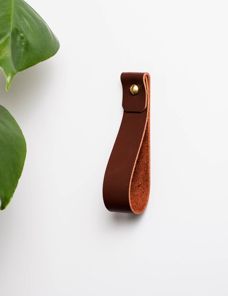 Medium minimalist leather strap hanger for bath towel holder Etsy