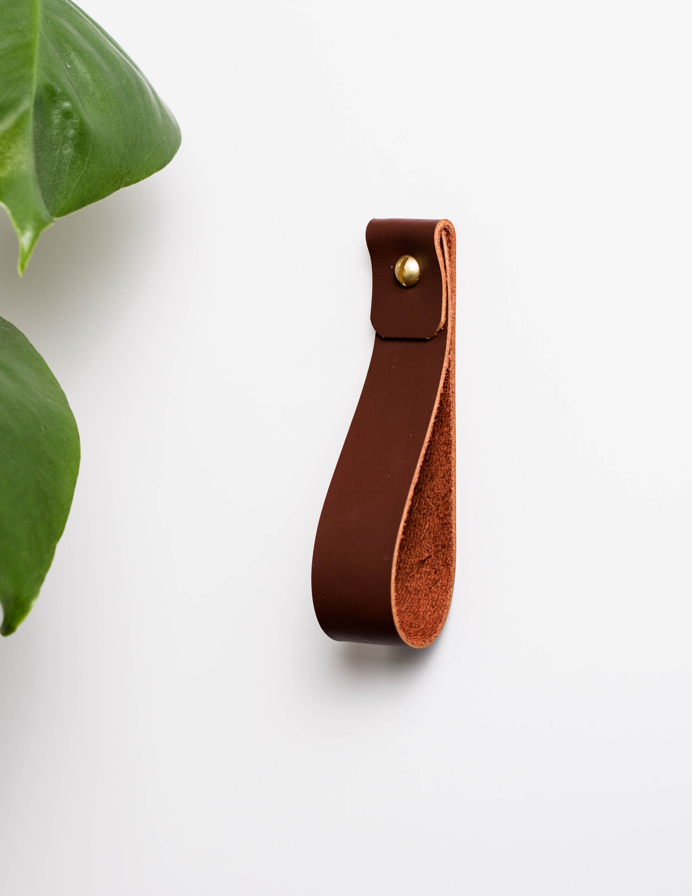 Medium minimalist leather strap hanger for bath towel holder Etsy