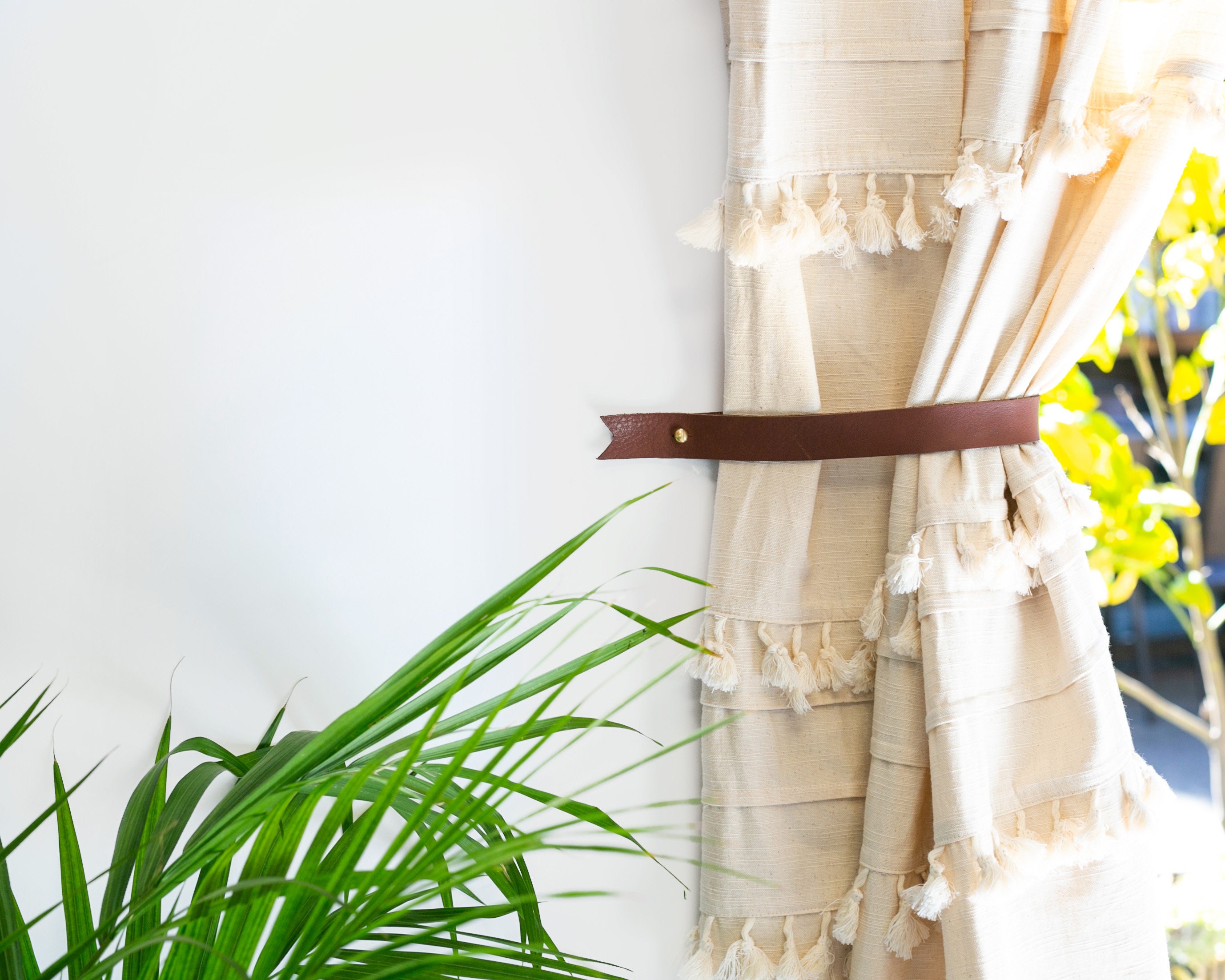 Leather curtain tieback hooks nursery window treatments Etsy