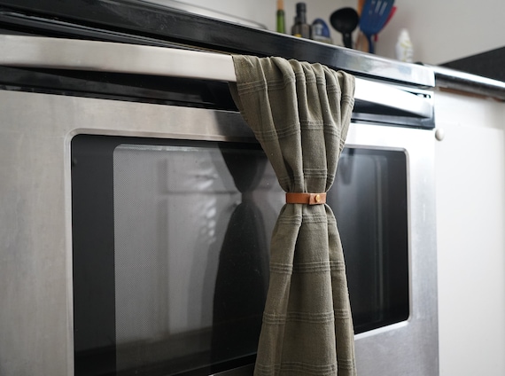 Kitchen Towel Holder modern farmhouse towel holder, minimal & simple kitchen decor made with sustainably sourced, eco friendly leather - 2pc