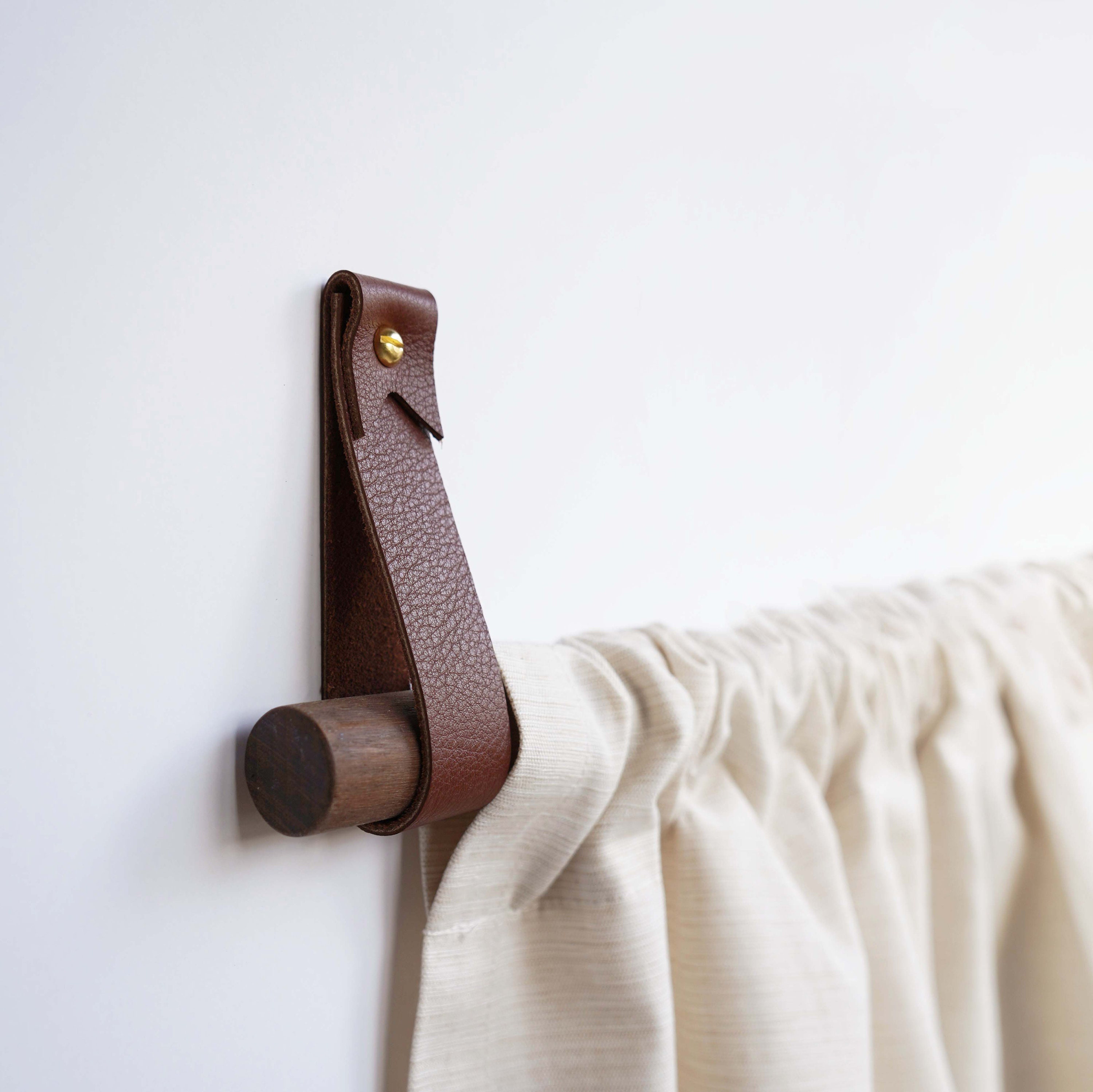 Leather Hanger Strap With Snap That Opens & Closes Functional Wall