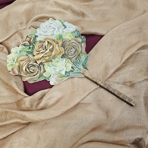 Vintage 1900s Paper Advertising Fan Floral Boquet Roses A. L. Thompson Shoe Co.