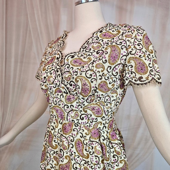 Vintage 1960's Dress Purple Gold Brocade Lined VN… - image 7