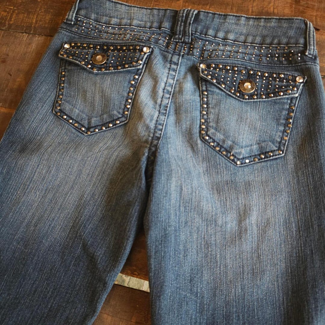 Vintage Bedazzled Y2K Denim Jeans Pants Early 2000s Mudd Low Rise ...