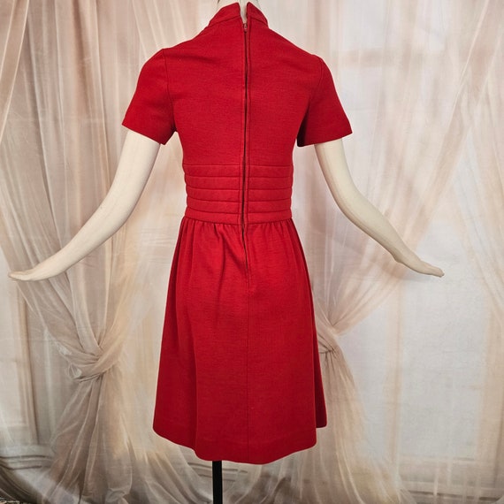 Vintage 1960's Dress Red Knit Mock Neck Short Sle… - image 10