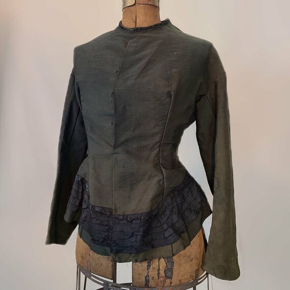 Gorgeous antique army green and black Victorian bo