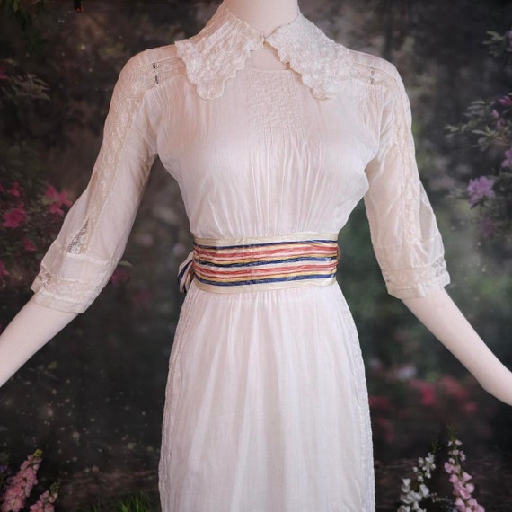 Antique Edwardian 1910s White Cotton Lawn Tea Gow… - image 3