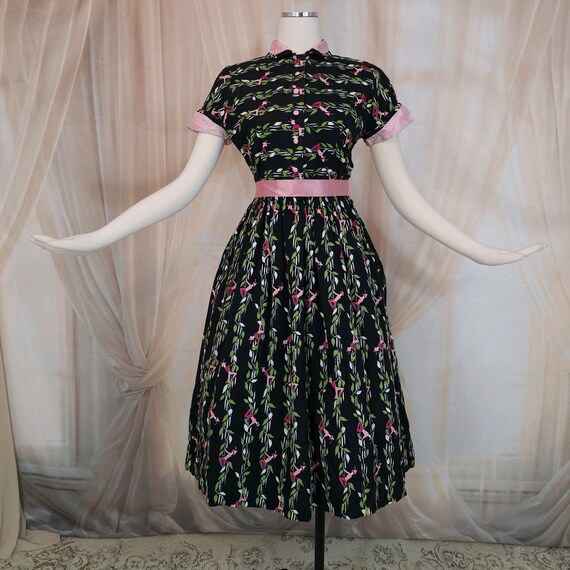 Vintage 1950s Dress Novelty Print Jack and the Be… - image 5