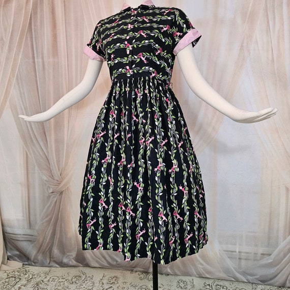 Vintage 1950s Dress Novelty Print Jack and the Be… - image 8