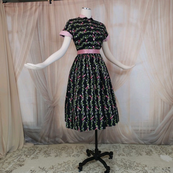 Vintage 1950s Dress Novelty Print Jack and the Be… - image 2