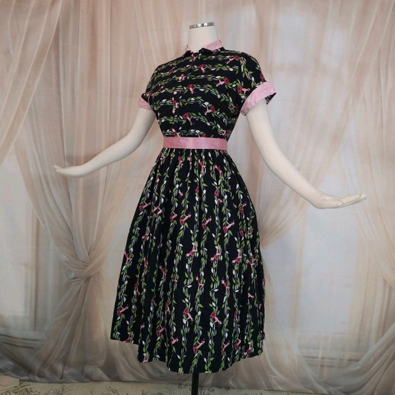 Vintage 1950s Dress Novelty Print Jack and the Be… - image 3