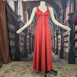 Vintage 1970&#39;s Nightgown Dress Slip Lingerie Burgundy Maxi Length