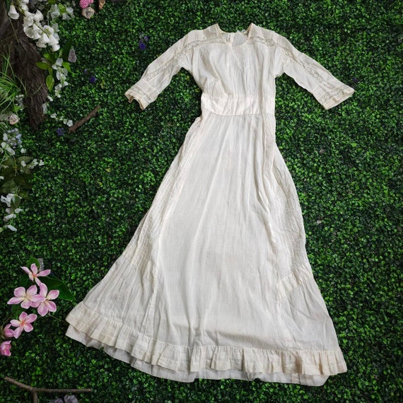 Antique Edwardian 1910s White Cotton Lawn Tea Gow… - image 4