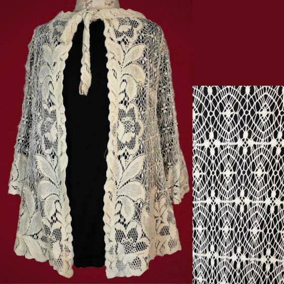 Antique early 1900s SPIDERWEB crochet lace jacket