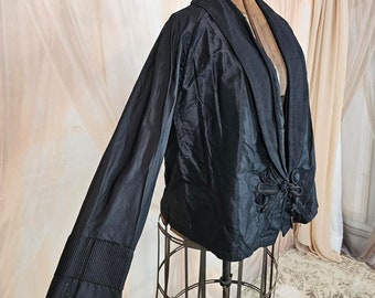 Antique Victorian 1890s Black Taffeta Jacket Coat Museum Deaccessioned Loose