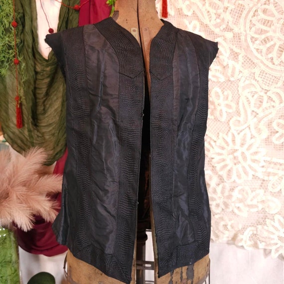 Antique Victorian 1890s Black Taffeta Coat Jacket… - image 1