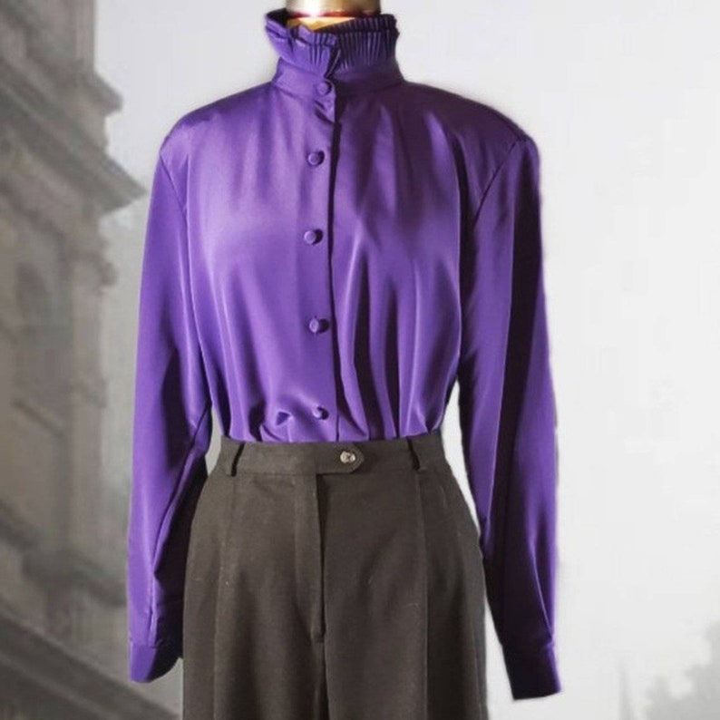 NWT Summit Hill purple high neck Victorian style purple top.
