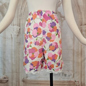 Vintage 1960's Shorts Slip Bloomers Split Drawers Lingerie Pajamas Pink Floral