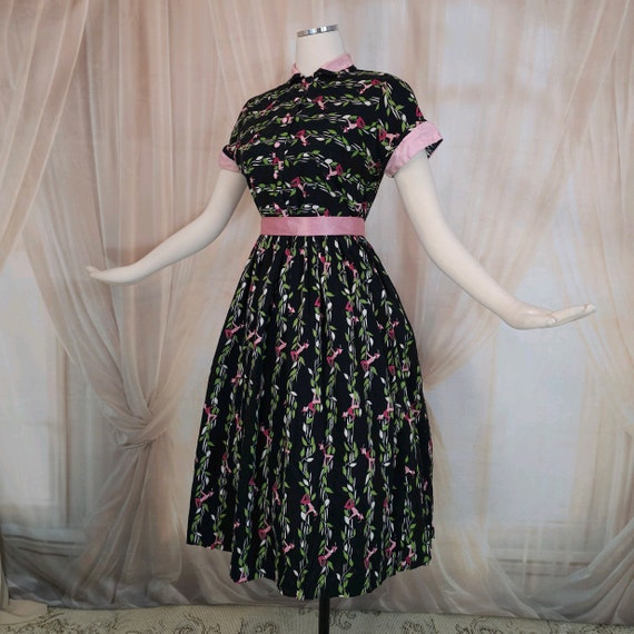 Vintage 1950s Dress Novelty Print Jack and the Be… - image 6