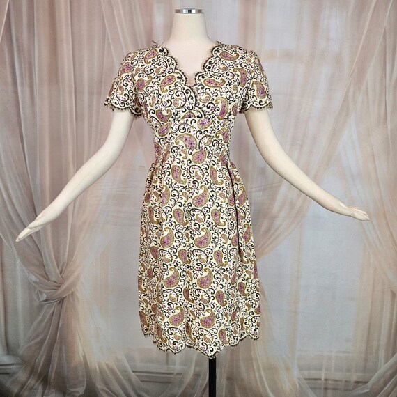 Vintage 1960's Dress Purple Gold Brocade Lined VN… - image 1