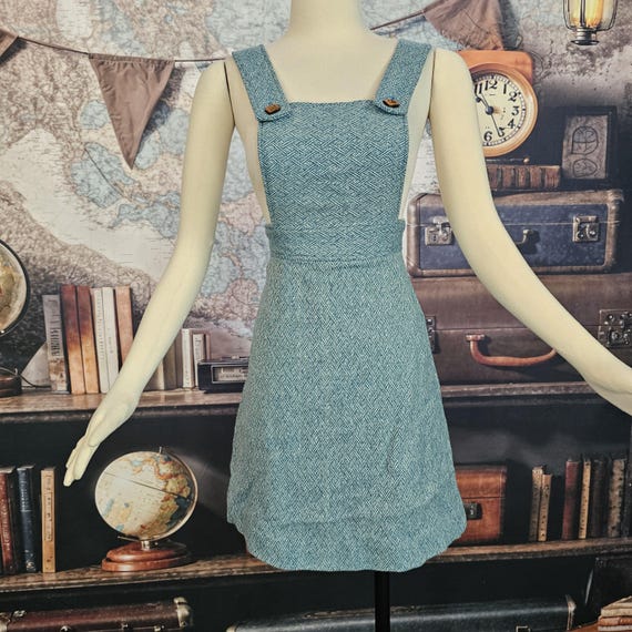 Vintage 1960's Dress Overalls Romper Bibbed Teal Blue Polyester Cross Back Retro - Etsy Vintage 1960's Dress Overalls Romper Bibbed Teal Blue Polyester Cross Back Retro - Etsy