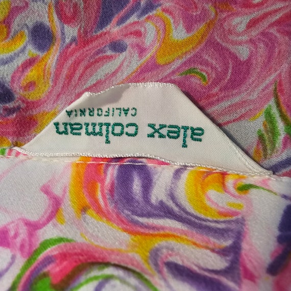 Vintage 1970s Blouse Top Shirt Psychedelic Disco … - image 7