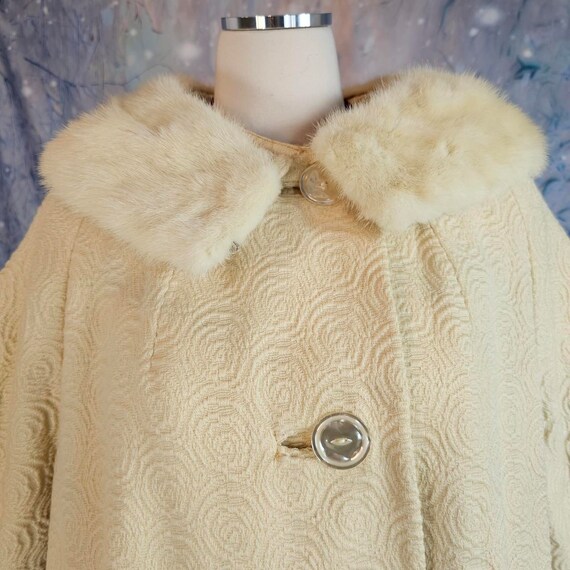 1950s Cream Swing Mink Cuff & Collar Coat Jacket … - image 2