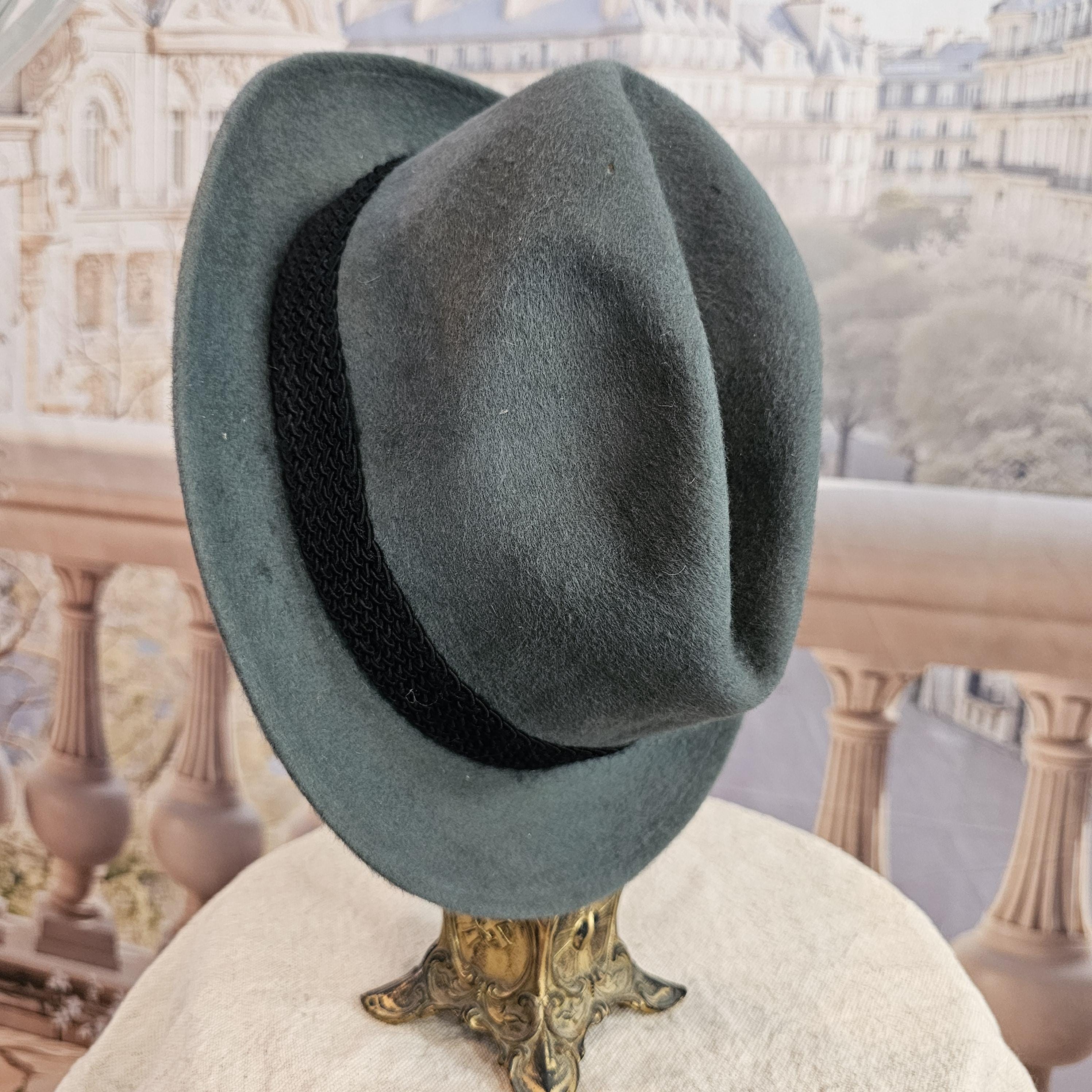 Vintage 1950s Stetson Gray Fedora 3X Beaver Red Lining Brass