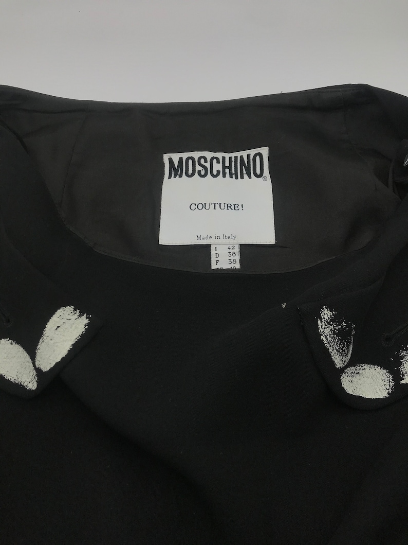 MOSCHINO silk black skirt with white finger print design