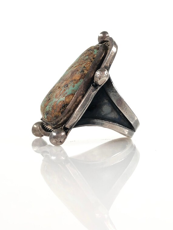 Vintage Native American Ring Silver Fox Turquoise… - image 7
