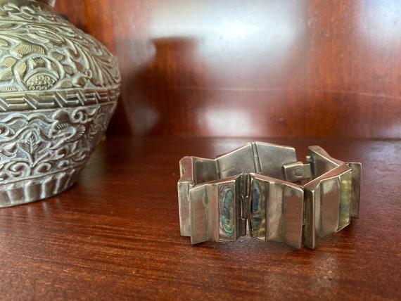 Abalone Sterling Silver Panel Bracelet - Modern I… - image 2