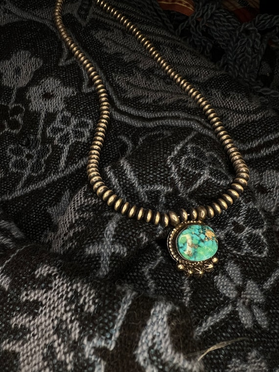 Vernon Kee Johnson Navajo Sterling Silver Turquoise Pendant