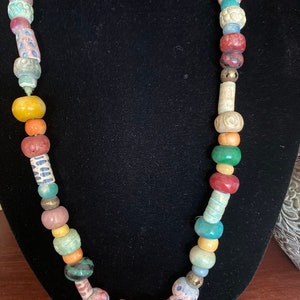 Fun Beaded Bohemian Candy Necklace, Multi Pastel Colorful Long Necklace SuddenlySeen
