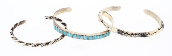 Sterling Silver Native American Thin Cuff Bracele… - image 2