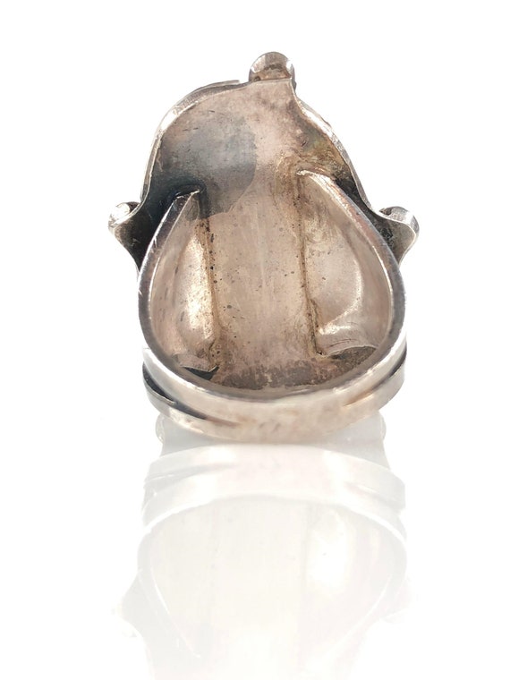 Vintage Native American Ring Silver Fox Turquoise… - image 8