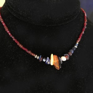 Colorful Petite Choker, Semi Precious Stone Necklace with Turquoise, Garnet, Pearl Stones SuddenlySeen, leslie knowlton designs