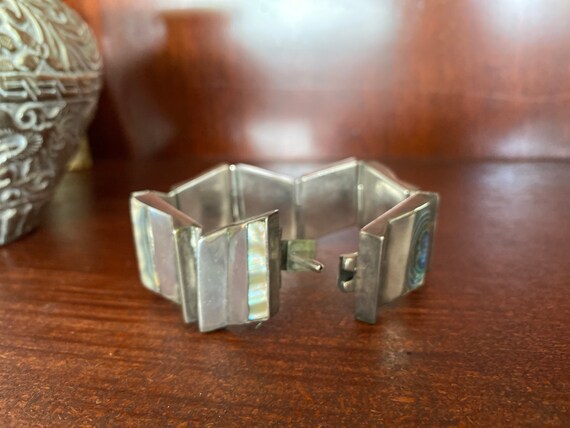 Abalone Sterling Silver Panel Bracelet - Modern I… - image 5